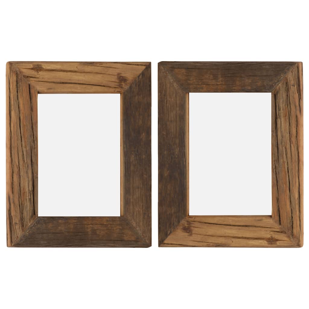 Cornici Foto 2 pz 25x30 cm Legno Massello di Recupero e Vetro