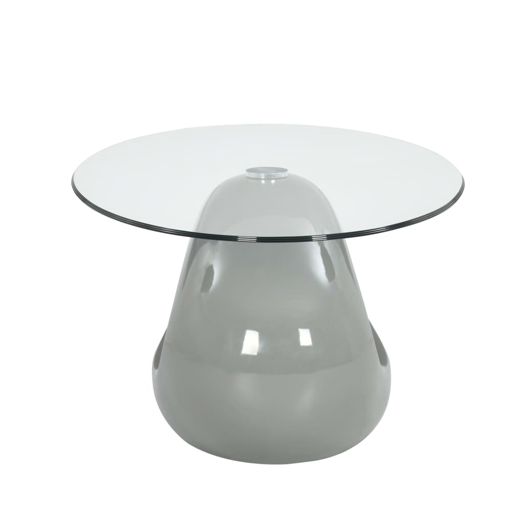 Tavolino da Salotto con Ripiano Ovale in Vetro Grigio Lucido