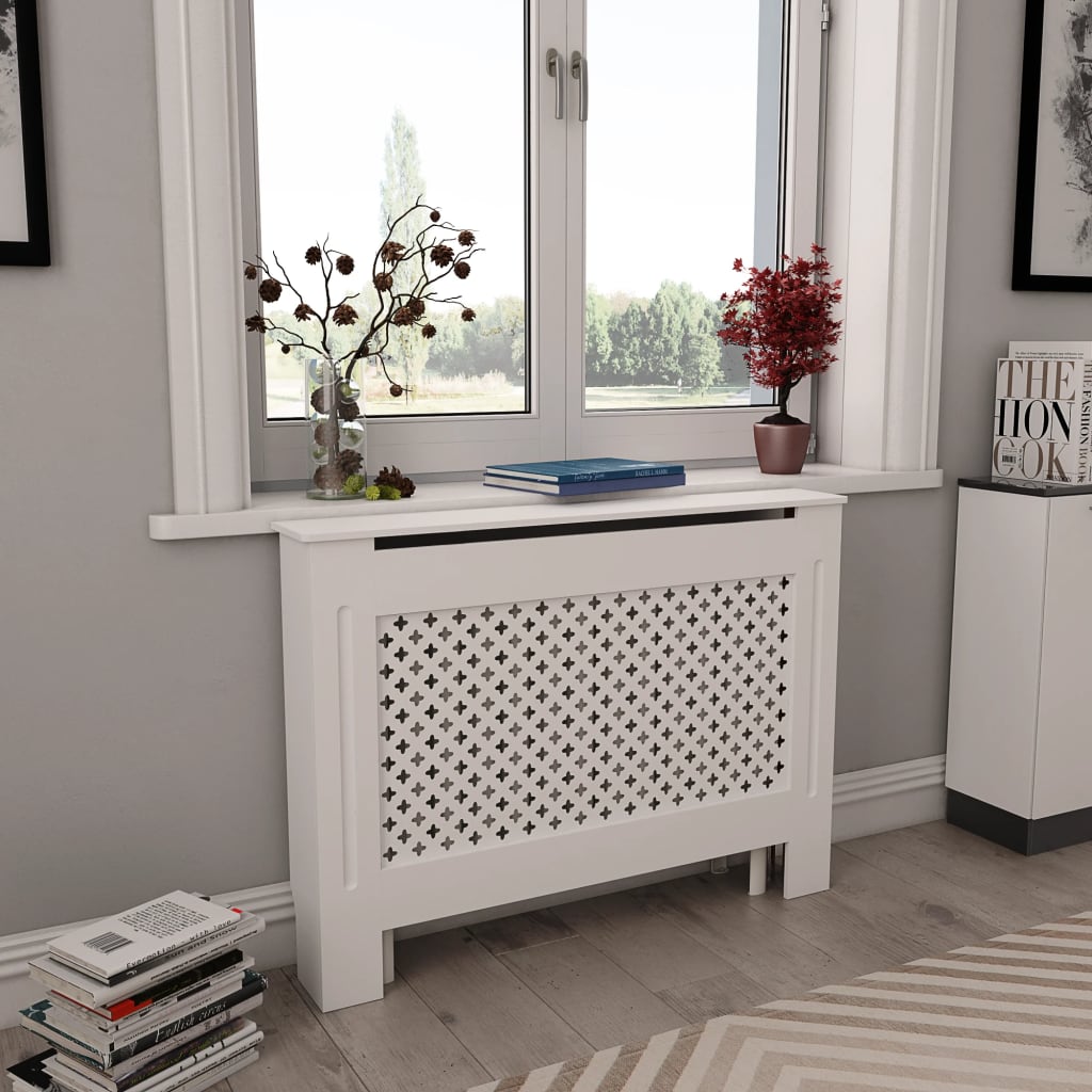 Copertura per Radiatore Bianca 112x19x81,5 cm in MDF