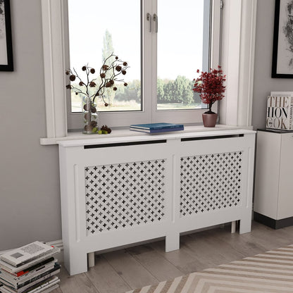 Copertura per Radiatore Bianca 152x19x81,5 cm in MDF