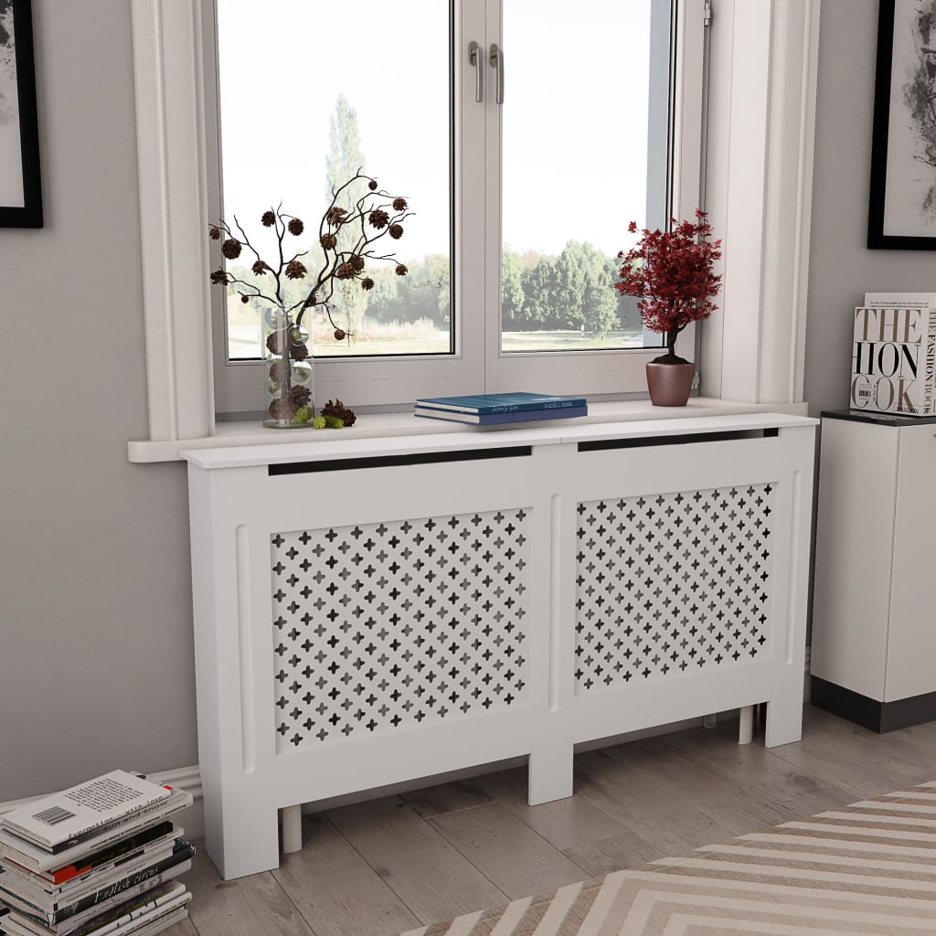 Copertura per Radiatore Bianca 152x19x81,5 cm in MDF
