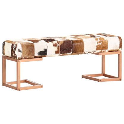 Panca 110 cm Marrone Patchwork in Vera Pelle di Capra