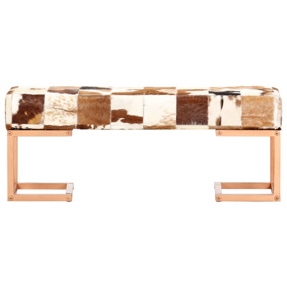 Panca 110 cm Marrone Patchwork in Vera Pelle di Capra