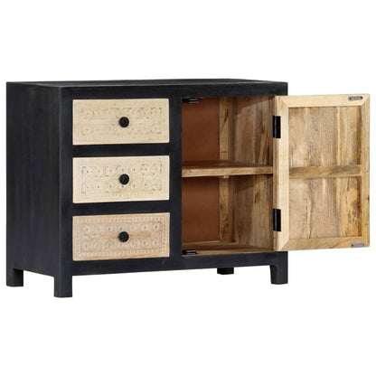 Credenza Intagliata a Mano Grigio 75x35x60 cm Massello di Mango