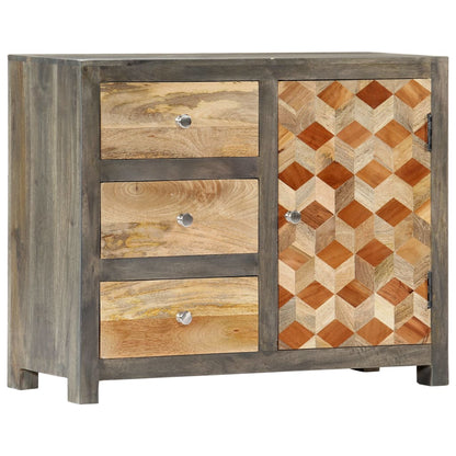 Armadietto Grigio 75x30x60 cm in Legno Massello di Mango