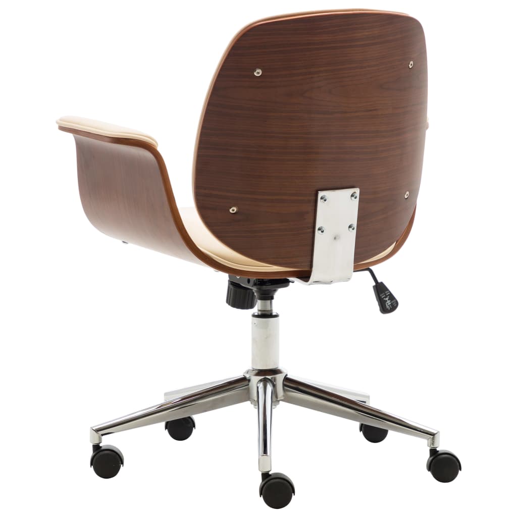 Sedia da Ufficio Crema in Legno Piegato e Similpelle