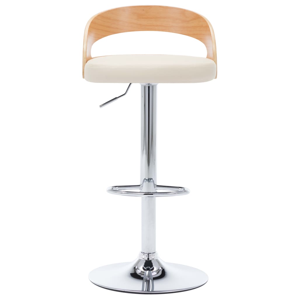 Sgabelli da Bar 2 pz Crema in Similpelle e Legno Curvato