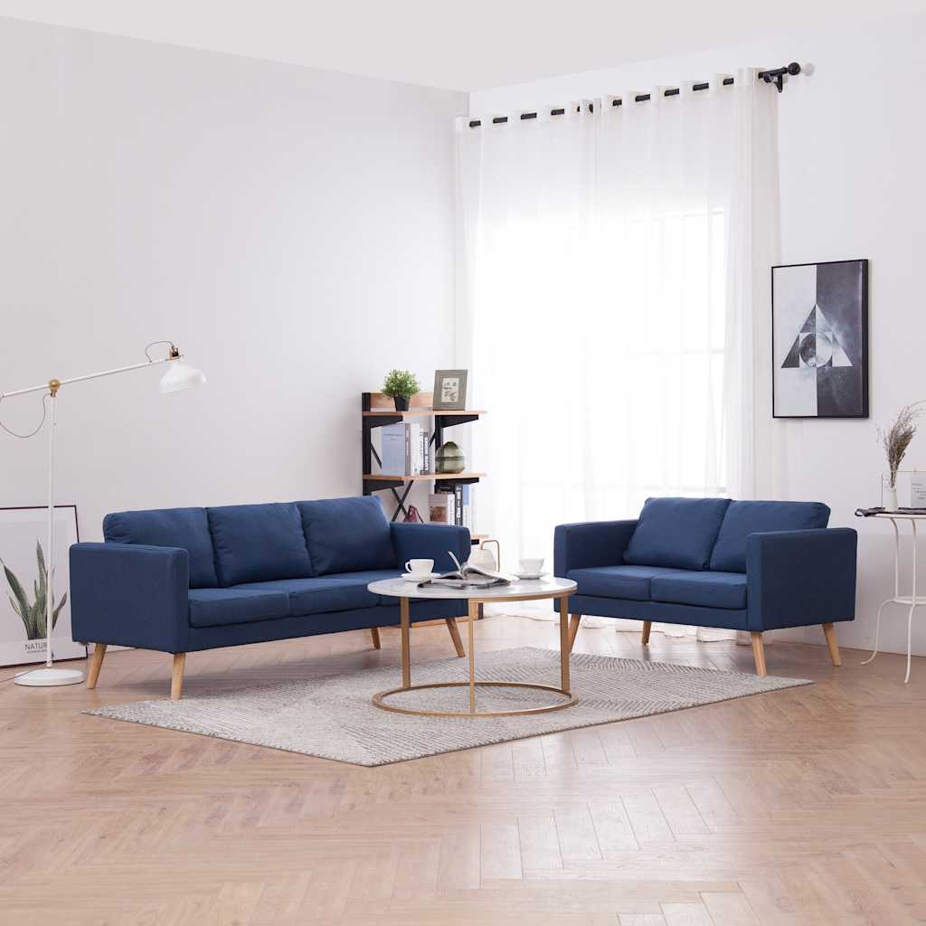 Set Divani 2 pz in Tessuto Blu