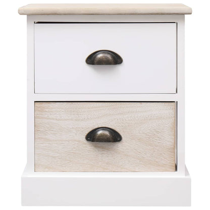 Comodino Bianco e Naturale 38x28x45 cm in Legno di Paulonia