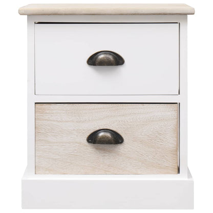 Comodini 2pz Bianco e Naturale 38x28x45cm in Legno di Paulonia