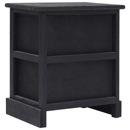 Comodino Nero 38x28x45 cm in Legno di Paulonia