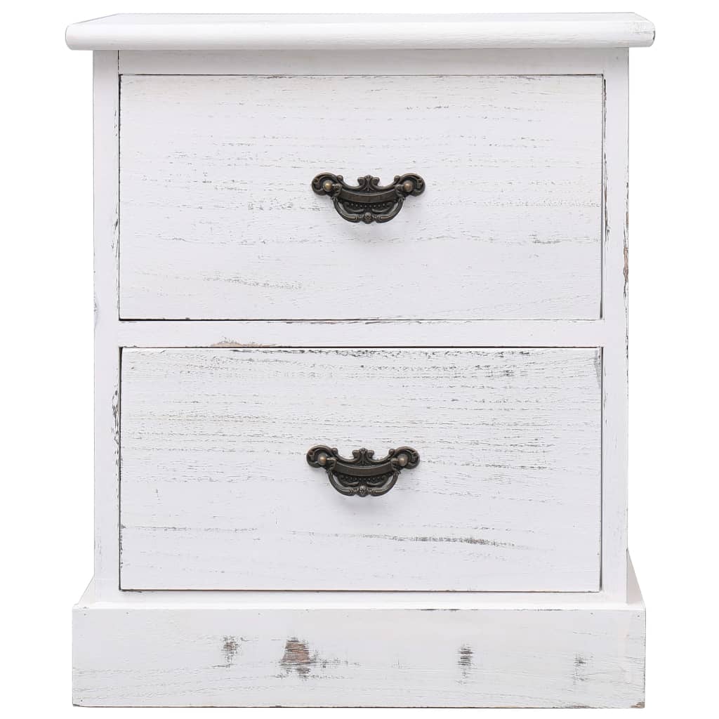 Comodino Bianco 38x28x45 cm in Legno di Paulownia