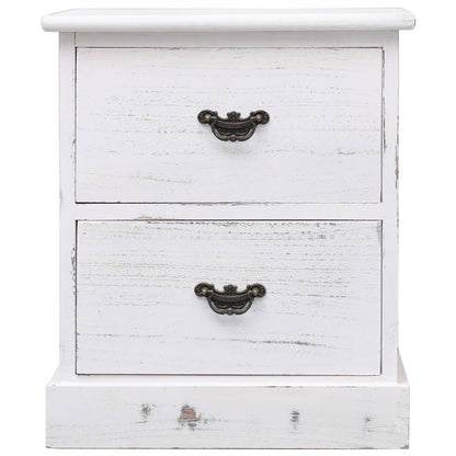 Comodino Bianco 38x28x45 cm in Legno di Paulownia