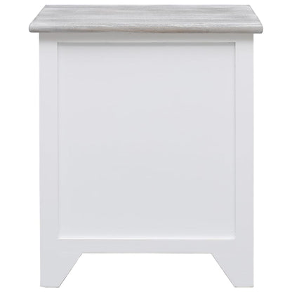 Comodino Bianco 38x28x45 cm in Legno di Paulownia