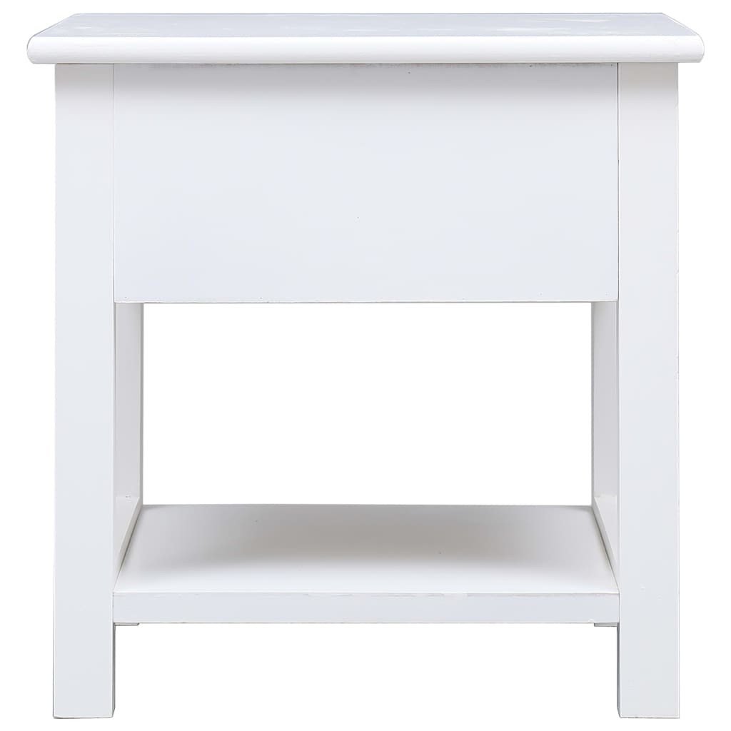 Tavolino Laterale Bianco 40x40x40 cm in Legno di Paulownia