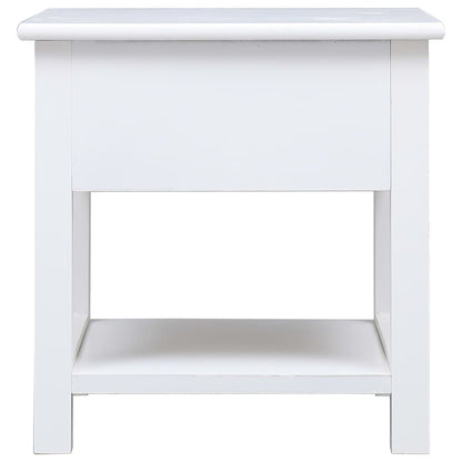 Tavolino Laterale Bianco 40x40x40 cm in Legno di Paulownia