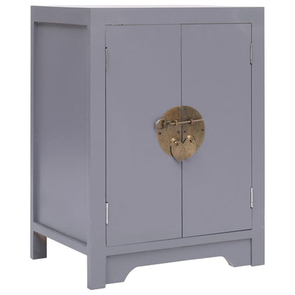 Comodino Grigio 38x28x52 cm in Legno di Paulownia