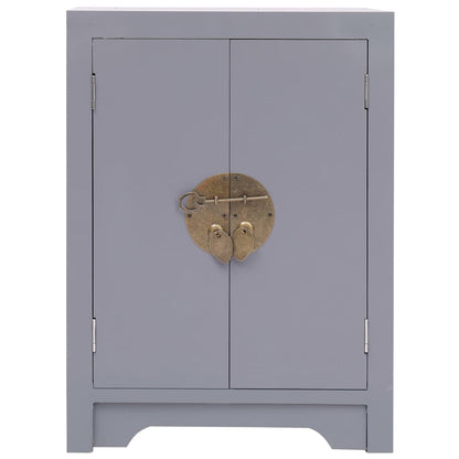 Comodino Grigio 38x28x52 cm in Legno di Paulownia