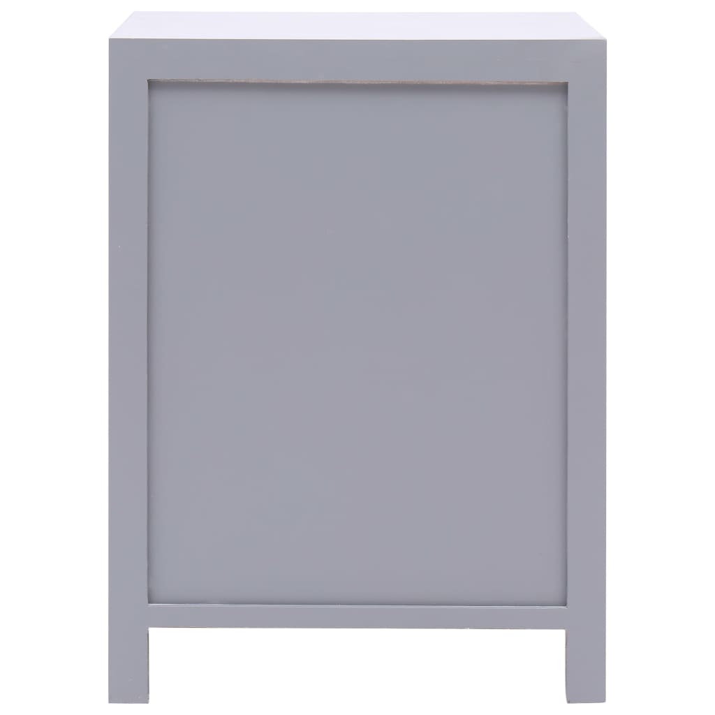 Comodino Grigio 38x28x52 cm in Legno di Paulownia