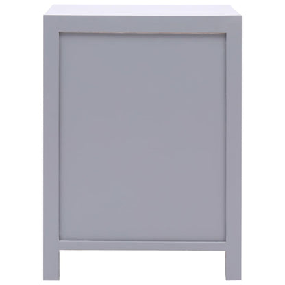 Comodino Grigio 38x28x52 cm in Legno di Paulownia