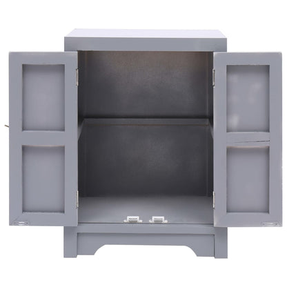 Comodino Grigio 38x28x52 cm in Legno di Paulownia