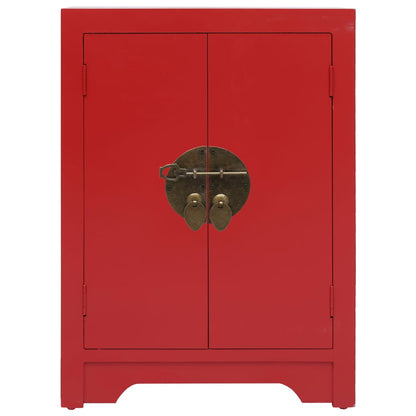 Comodino Rosso 38x28x52 cm in Legno di Paulownia