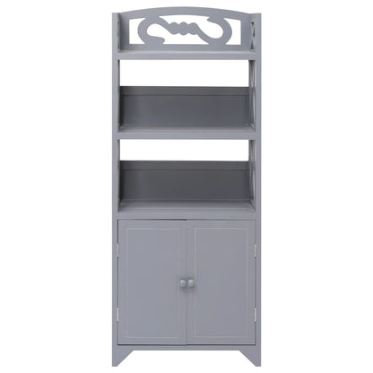 Mobiletto da Bagno Grigio 46x24x116 cm in Legno di Paulownia