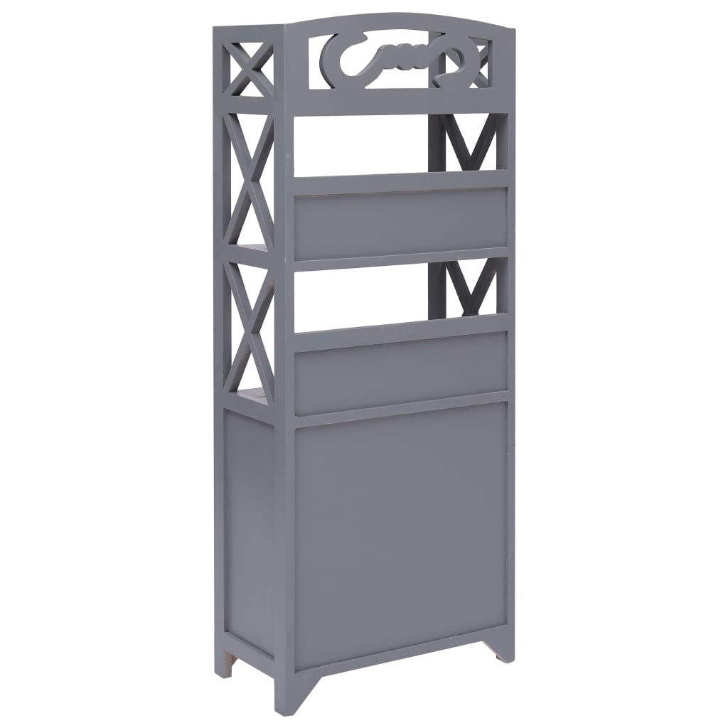 Mobiletto da Bagno Grigio 46x24x116 cm in Legno di Paulownia