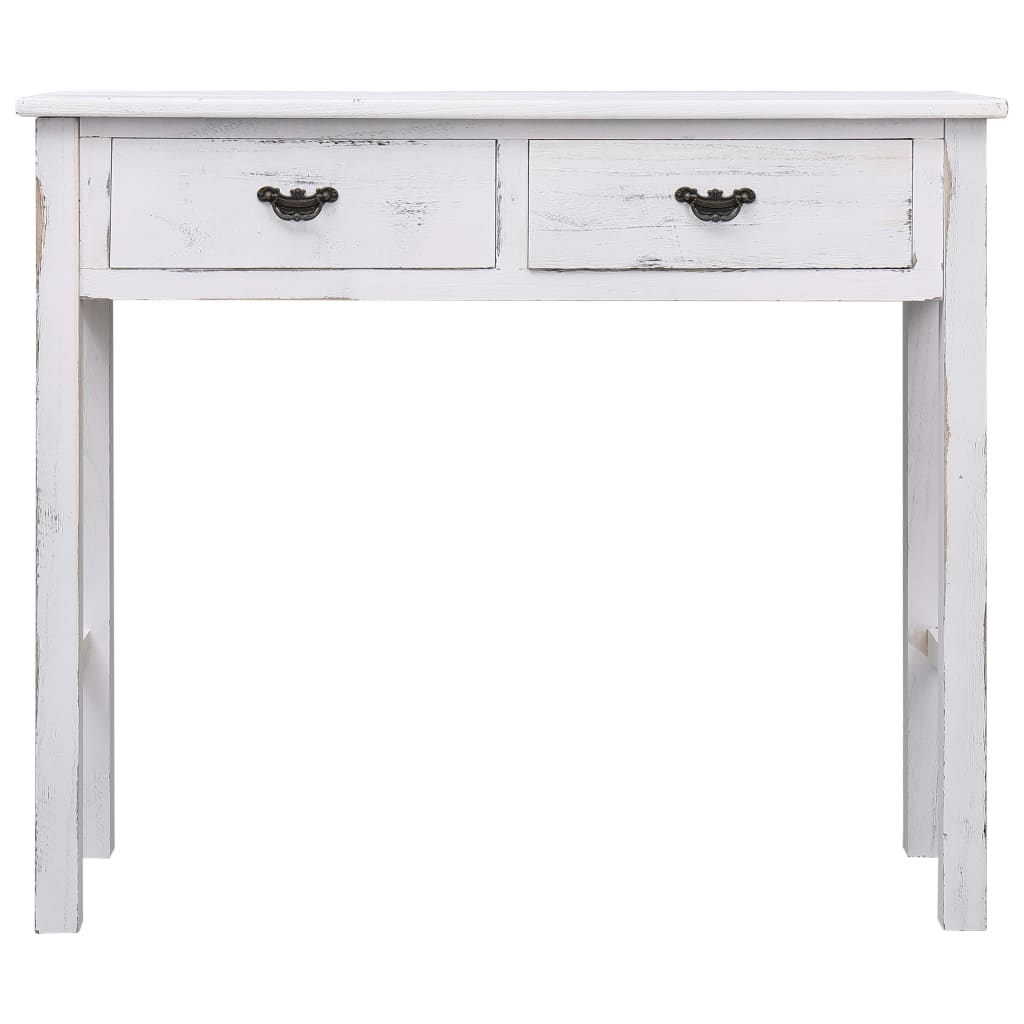 Tavolo Consolle Bianco Anticato 90x30x77 cm in Legno