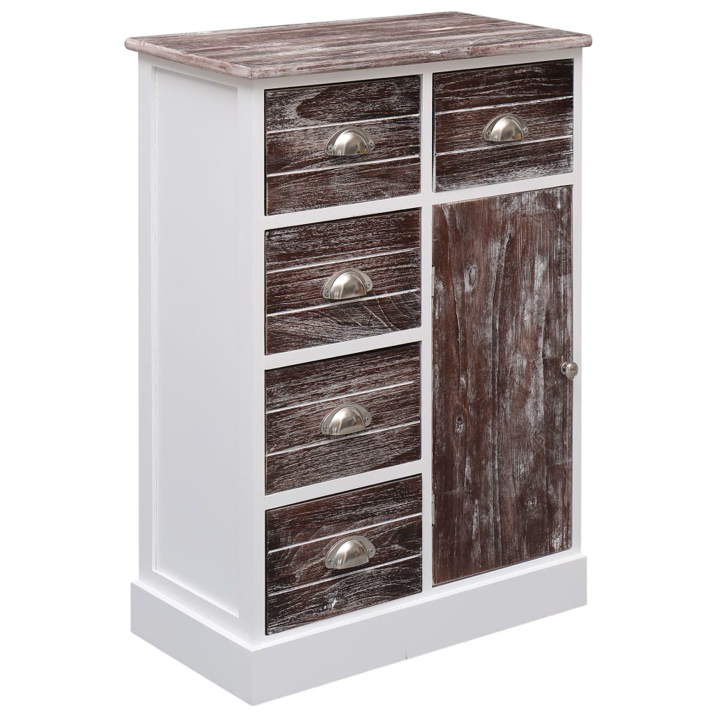Credenza con 10 Cassetti Marrone 113x30x79 cm in Legno