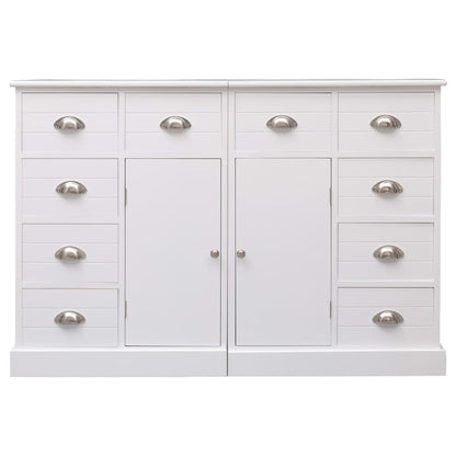 Credenza con 10 Cassetti Bianca 113x30x79 cm in Legno