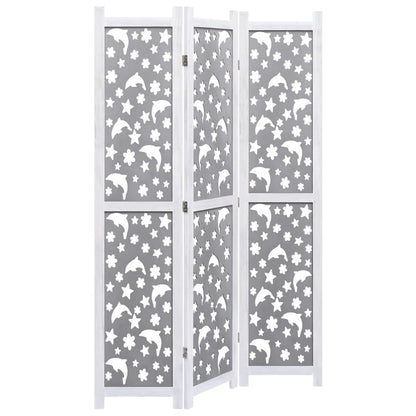 Divisorio a 3 Pannelli Grigio 105x165 cm in Legno Massello