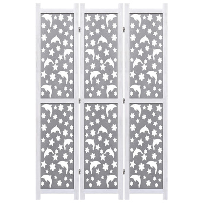 Divisorio a 3 Pannelli Grigio 105x165 cm in Legno Massello