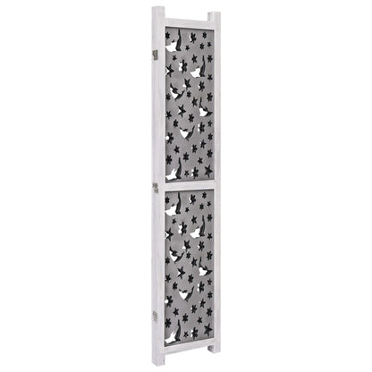 Divisorio a 3 Pannelli Grigio 105x165 cm in Legno Massello