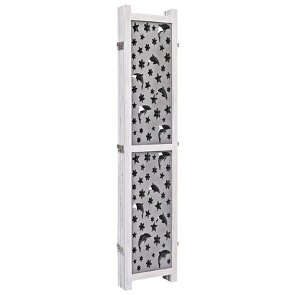 Divisorio a 5 Pannelli Grigio 175x165 cm in Legno Massello