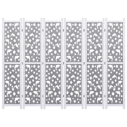 Divisorio a 6 Pannelli Grigio 210x165 cm in Legno Massello