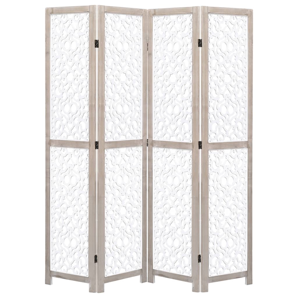 Divisorio a 4 Pannelli Bianco 140x165 cm in Legno Massello