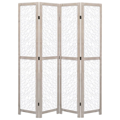 Divisorio a 4 Pannelli Bianco 140x165 cm in Legno Massello