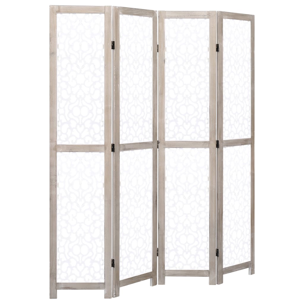 Divisorio a 4 Pannelli Bianco 140x165 cm in Legno Massello