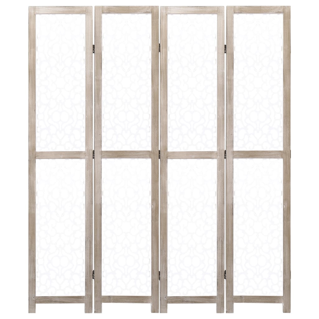 Divisorio a 4 Pannelli Bianco 140x165 cm in Legno Massello