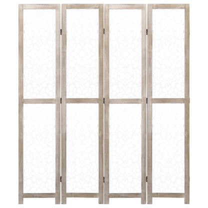 Divisorio a 4 Pannelli Bianco 140x165 cm in Legno Massello