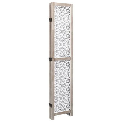 Divisorio a 4 Pannelli Bianco 140x165 cm in Legno Massello