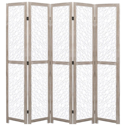 Divisorio a 5 Pannelli Bianco 175x165 cm in Legno Massello