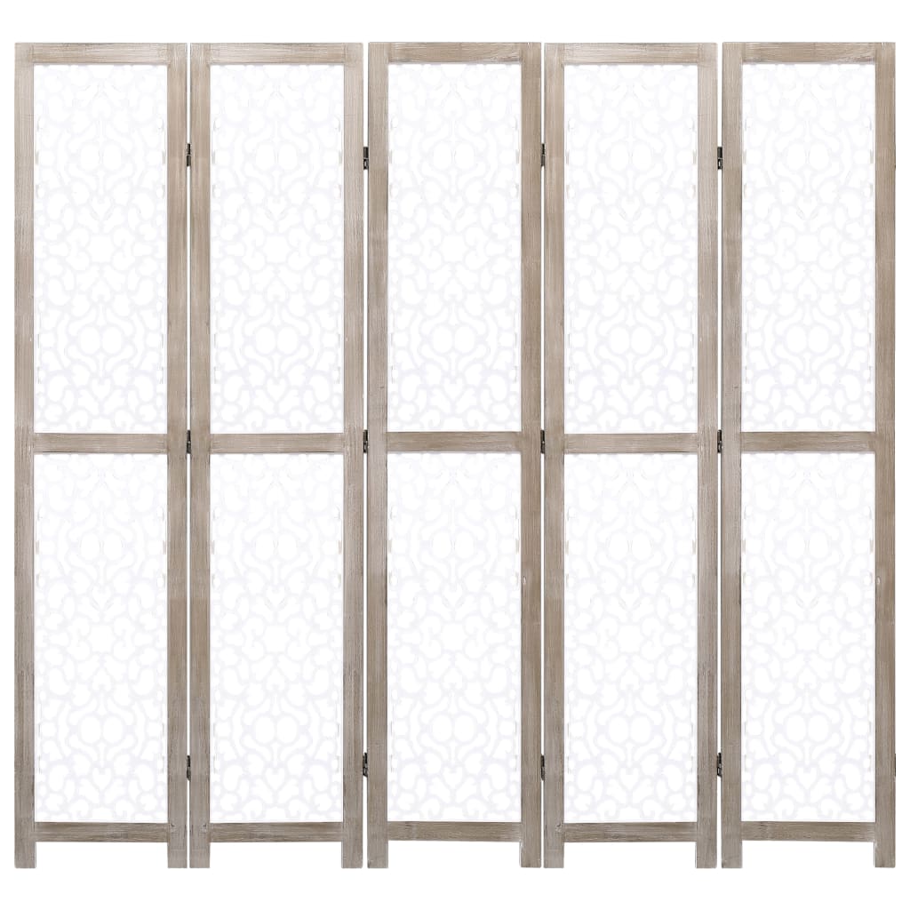 Divisorio a 5 Pannelli Bianco 175x165 cm in Legno Massello