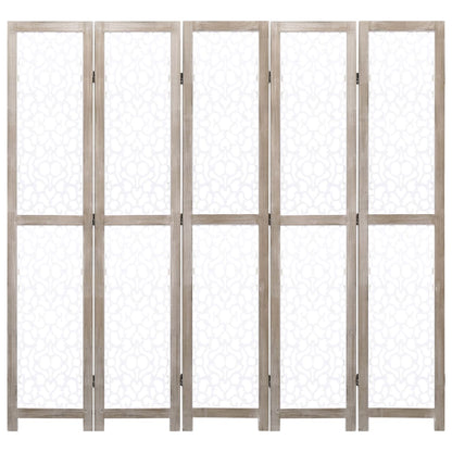 Divisorio a 5 Pannelli Bianco 175x165 cm in Legno Massello