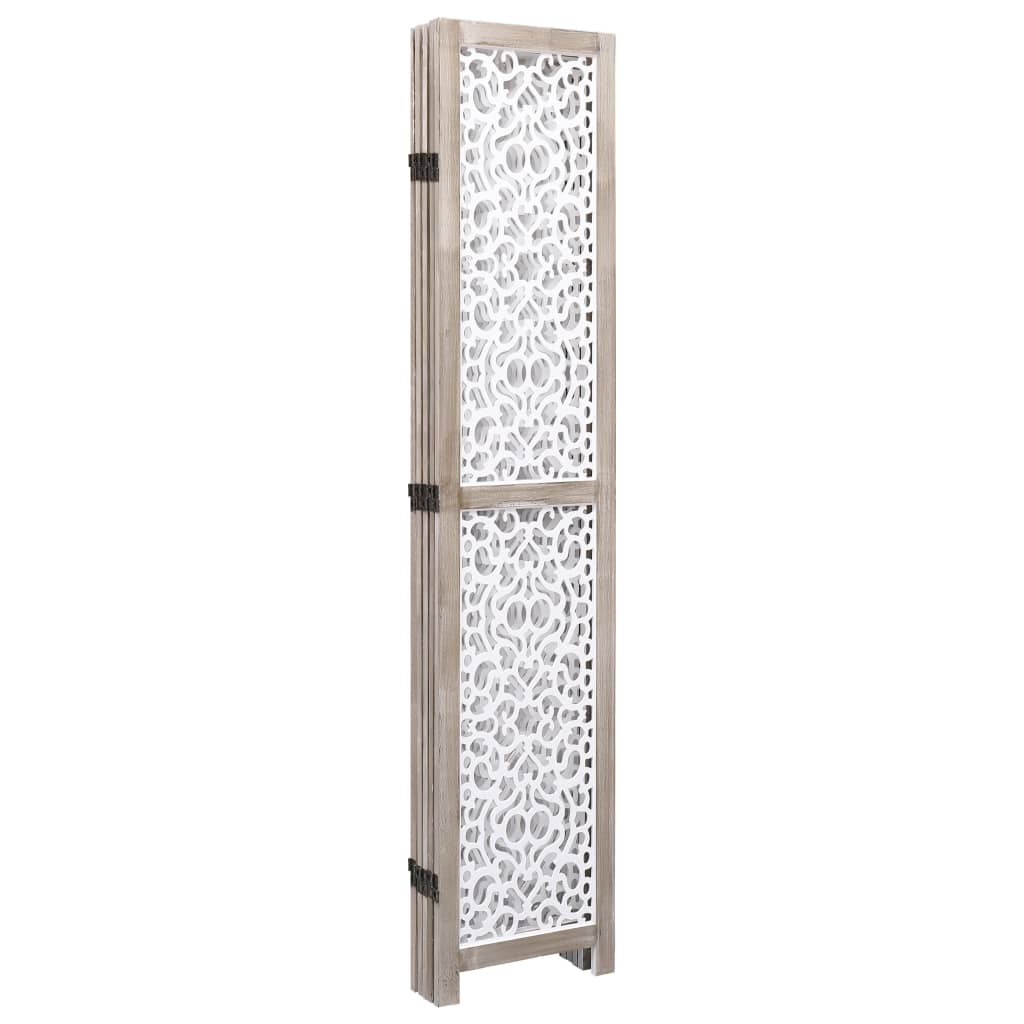 Divisorio a 5 Pannelli Bianco 175x165 cm in Legno Massello