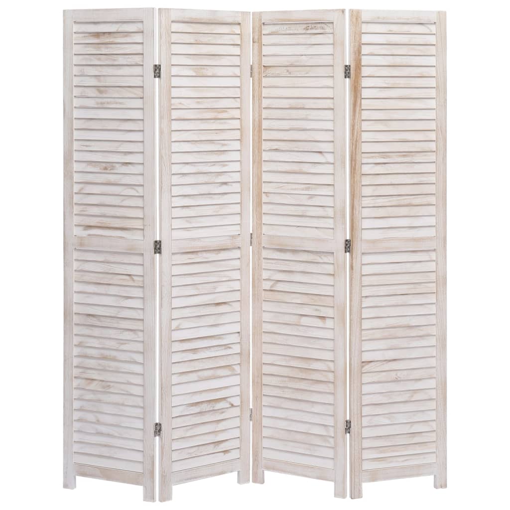 Divisorio a 4 Pannelli Bianco 140x165 cm in Legno