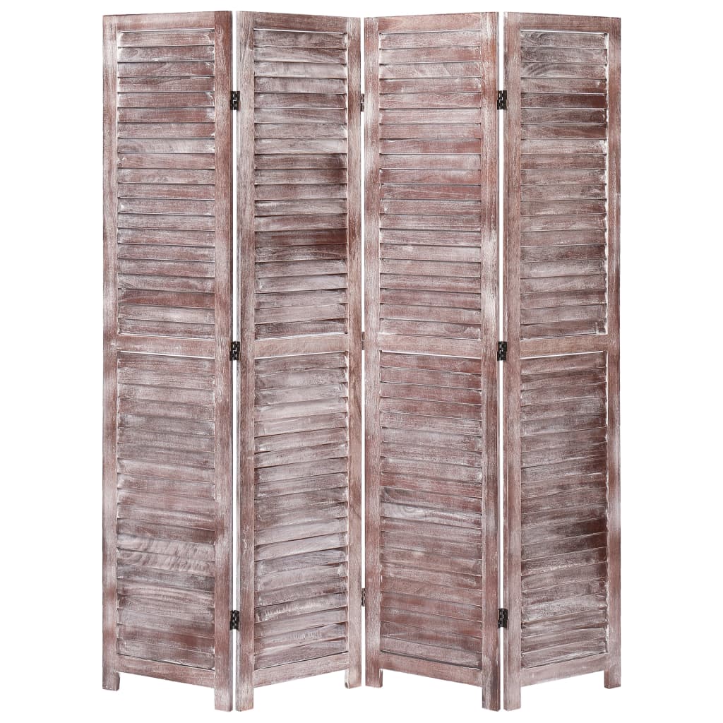 Divisorio a 4 Pannelli Marrone 140x165 cm in Legno
