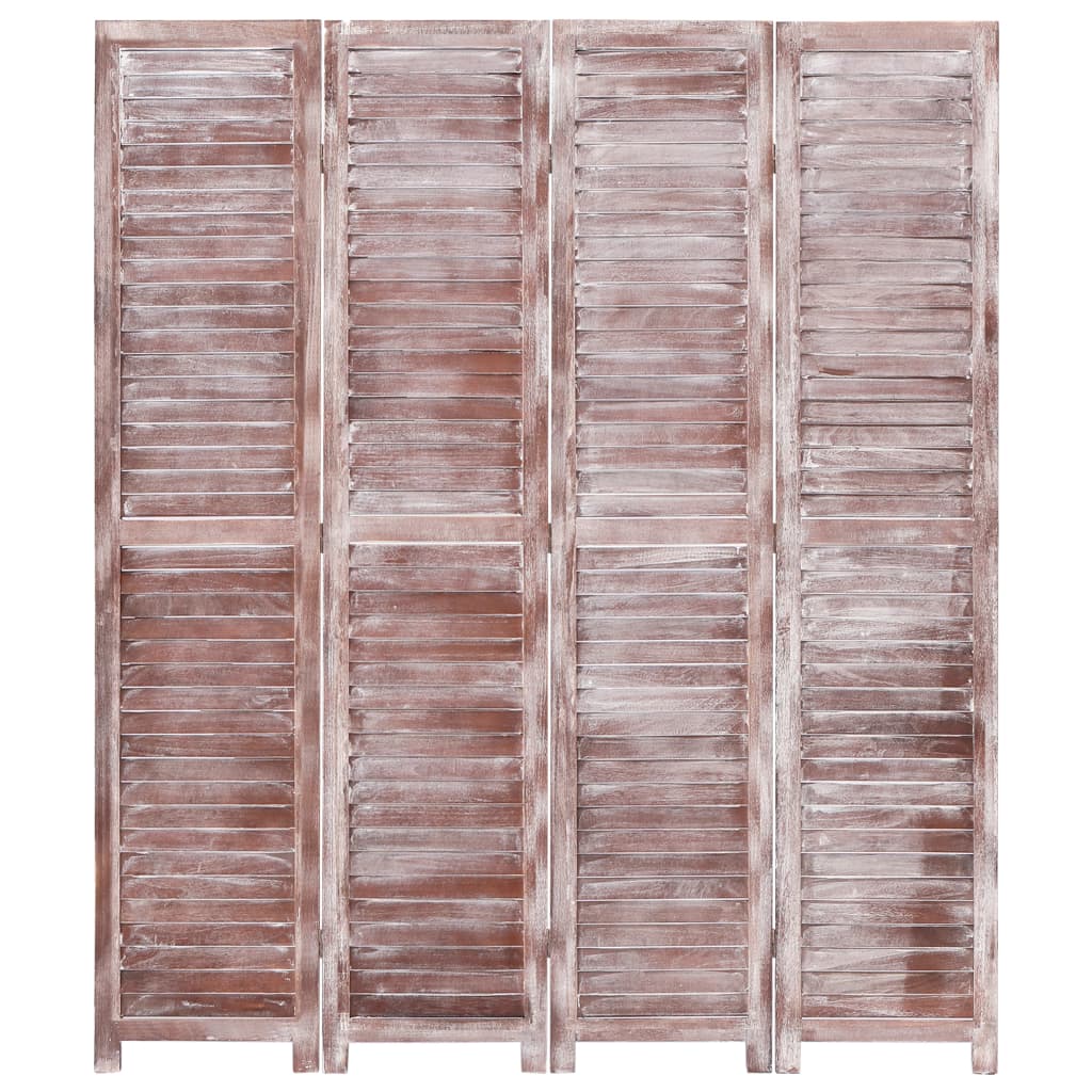 Divisorio a 4 Pannelli Marrone 140x165 cm in Legno