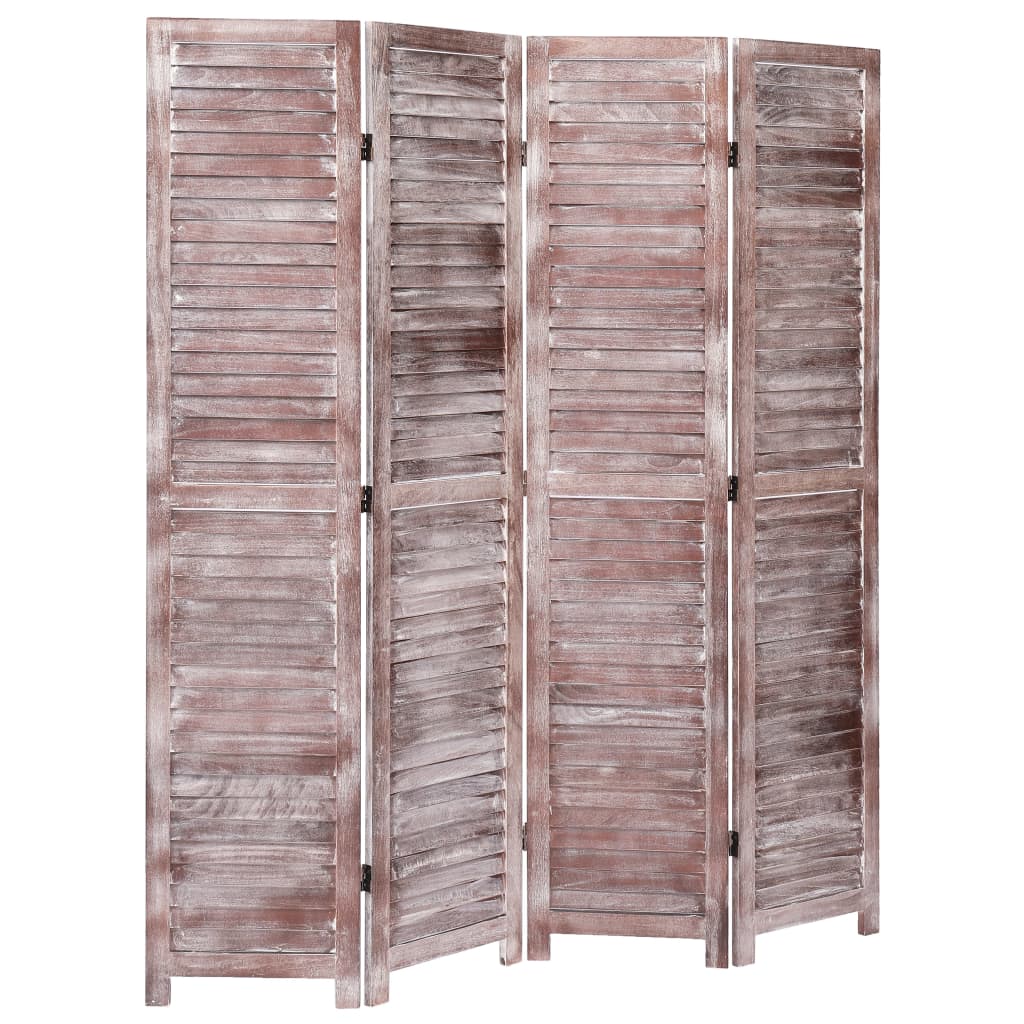 Divisorio a 4 Pannelli Marrone 140x165 cm in Legno